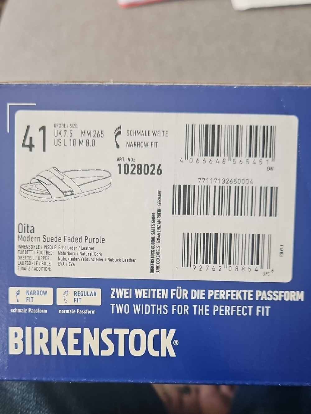 Birkenstock Oita Sandal - Faded Purple Suede Size 41